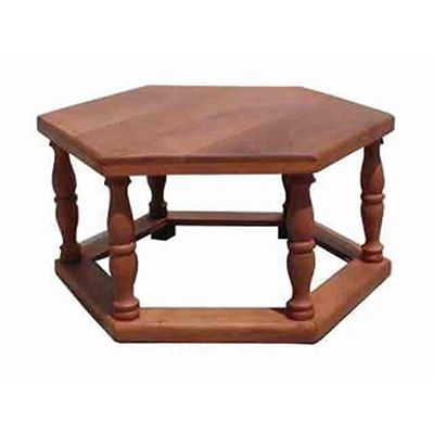 Mesa ratona exagonal con tapa de madera