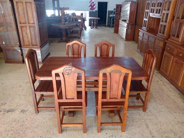Juego de Comedor de Algarrobo Mesa Pata Botella con Sillas Tamaras