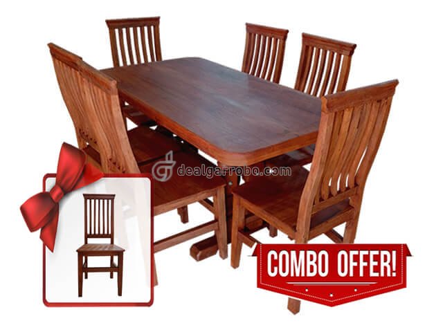 Juego de Comedor de Algarrobo Mesa Pata Botella con Sillas Ergonmicas