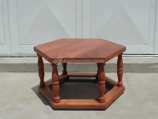 Mesa ratona de algarrobo exagonal maciza