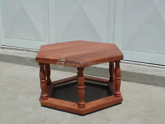 Mesa ratona de algarrobo exagonal maciza