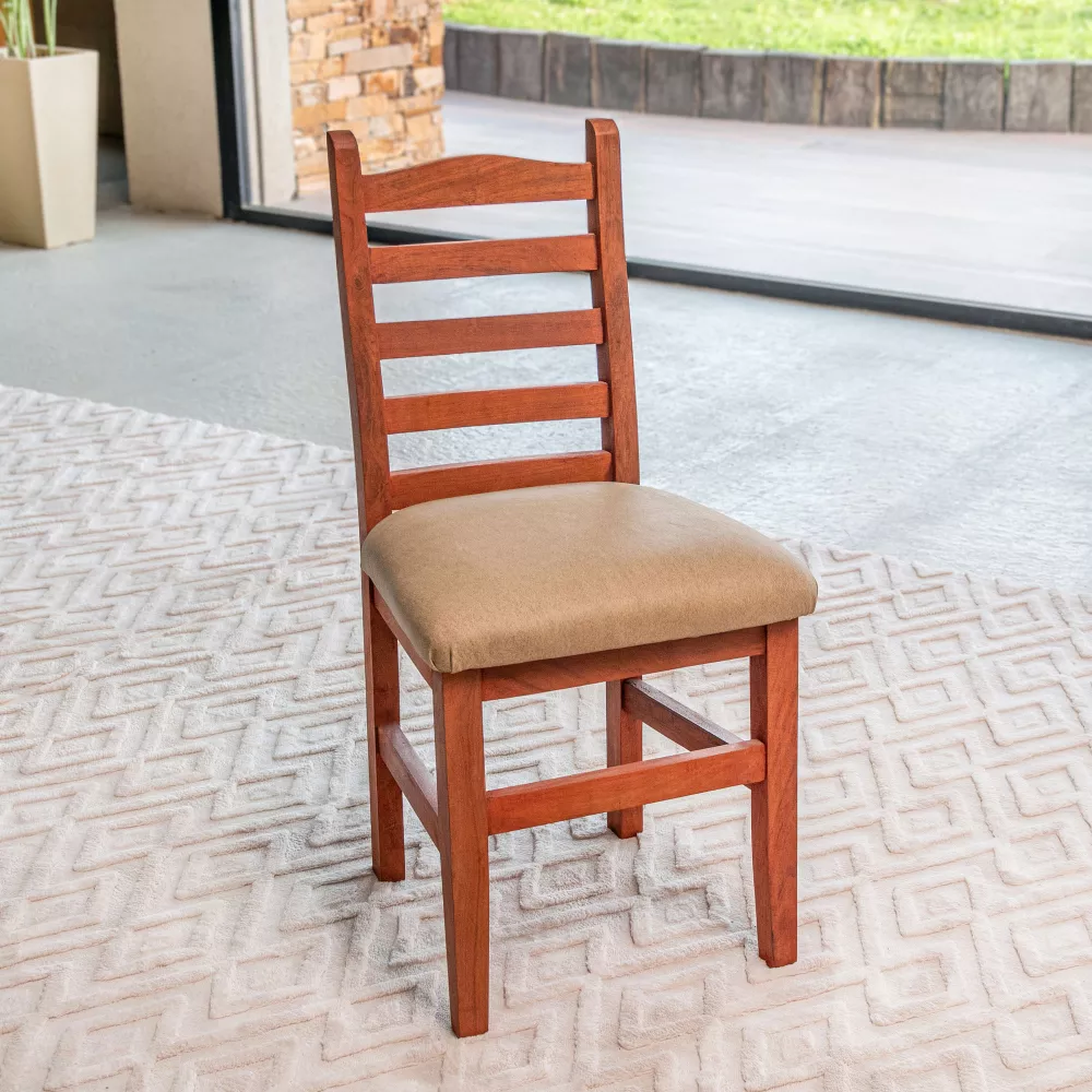 Silla de Algarrobo Moderna Tapizado Ecocuero