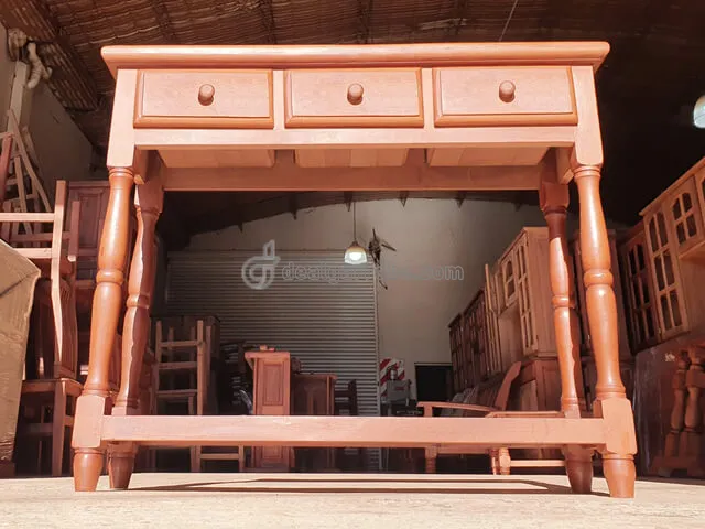 Mesa de Arrime de Algarrobo Moderna para Recibidor con Cajones de Madera Maciza y Estante. Mesa Auxiliar (Dressoire)