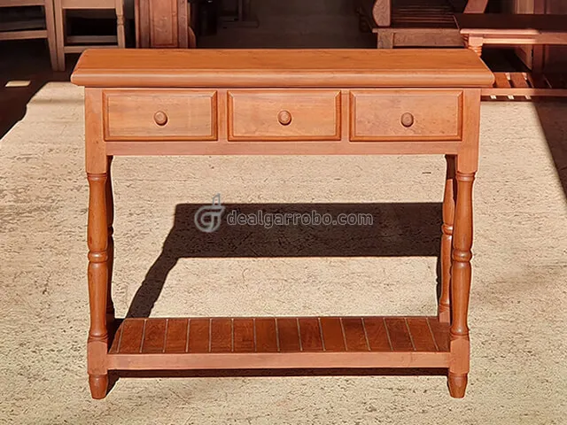 Mesa de Arrime de Algarrobo Moderna para Recibidor con Cajones de Madera Maciza y Estante. Mesa Auxiliar (Dressoire)