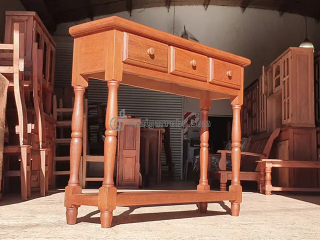 Mesa de Arrime de Algarrobo Moderna para Recibidor con Cajones de Madera Maciza y Estante. Mesa Auxiliar (Dressoire)