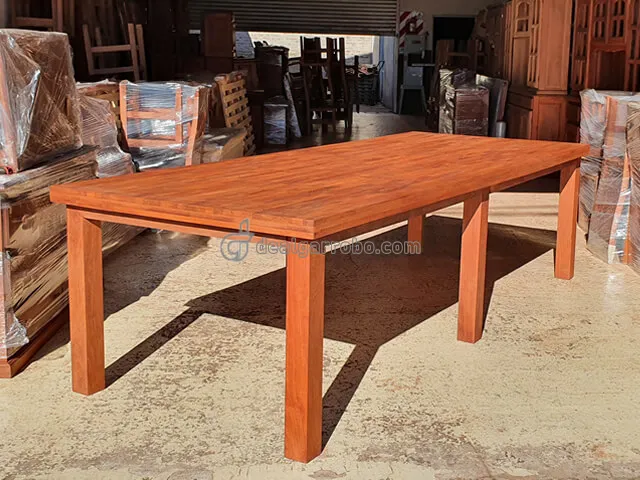 Mesa de Algarrobo de 3 Metros Moderna con 6 Patas