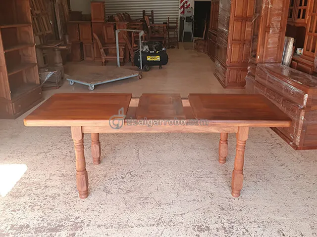 Mesa de Algarrobo Extensible Pata Recta o Torneada Nuevo Modelo con Trampa Fija