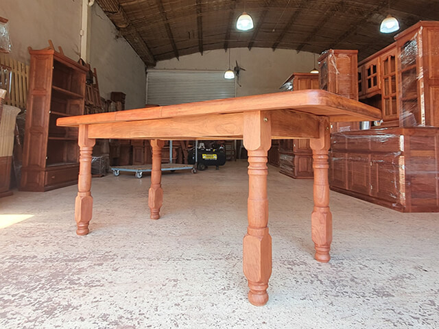 Mesa de Algarrobo Extensible Pata Recta o Torneada Nuevo Modelo con Trampa Fija