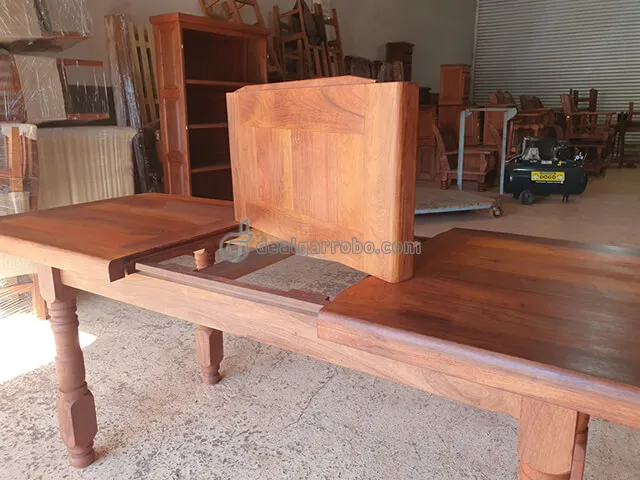 Mesa de Algarrobo Extensible Pata Recta o Torneada Nuevo Modelo con Trampa Fija