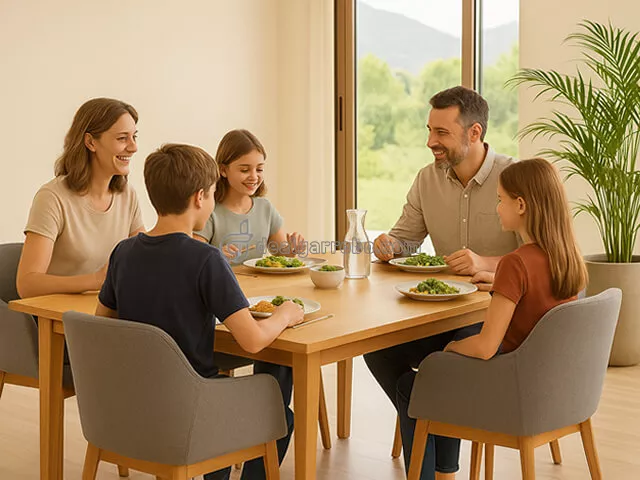 Silla de Comedor con Apoyabrazos y Respaldo Curvo Tapizado