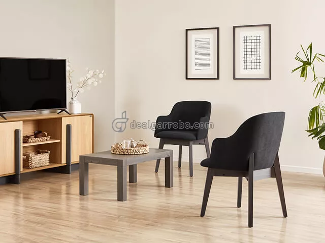Silla de Comedor con Apoyabrazos y Respaldo Curvo Tapizado
