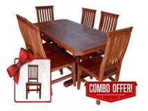 Juego de Comedor de Algarrobo Mesa Pata Botella con Sillas Ergonmicas | Precio $ 181.912