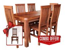 Juego de Comedor de Algarrobo Mesa Extensible con Sillas Ergonmicas | Precio $ 217.566