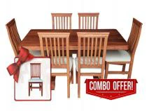 Juego de Algarrobo Mesa con Sillas Ergonmicas Tapizadas | Precio $ 1.216.560