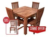 Mesa Cuadrada con 4 Sillas de Algarrobo Ergonmicas | Precio $ 435.000 Combos Muebles de Algarrobo. Juegos de Mesas y Sillas para Comedor. Juego de Sillones y Combos para el Dormitorio. OFERTAS.