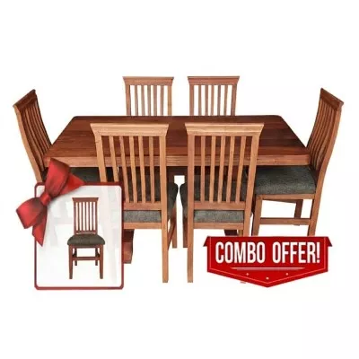 Juego de Comedor de Algarrobo: Mesa Pata Botella + Sillas Ergonómicas Tapizadas Tela