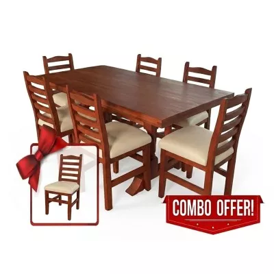 Juego de Comedor Mesa y Sillas de Algarrobo Tapizadas en Ecocuero Varios Colores
