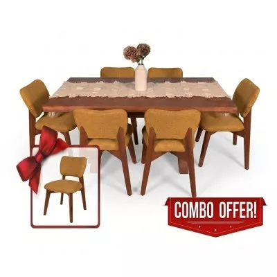Juego de Comedor Nórdico en Madera Maciza de Algarrobo