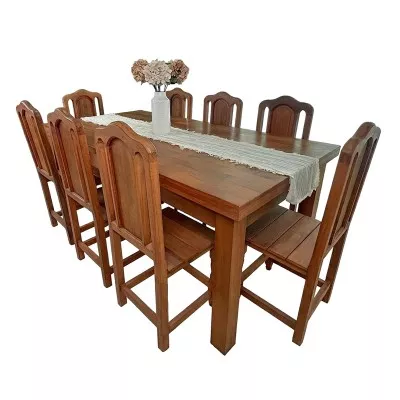 Juego de Comedor de Algarrobo: Mesa de Campo con Sillas Tamaras