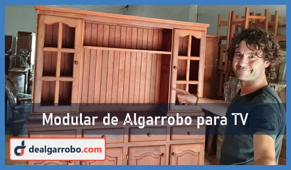 Modular de Algarrobo Para TV Modelo Recto. Fábrica de Aparadores y Cristaleros. Modelos y Precios