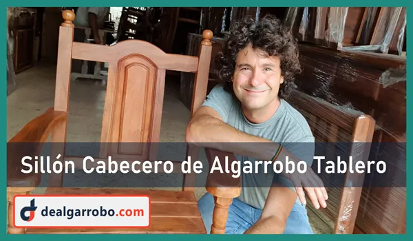 Sillón Cabecero de Algarrobo Tablero con Apoyabrazos