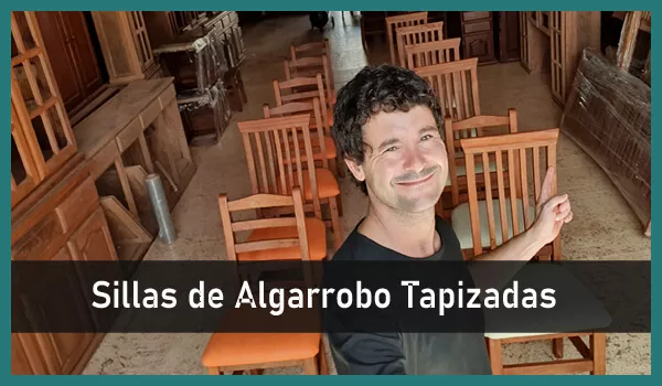 ▷ Mesa con 4 Sillas de Algarrobo Tapizadas