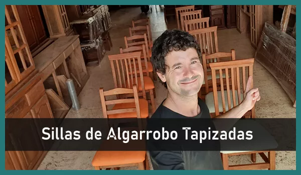 Juego de Comedor de Algarrobo: Mesa de Campo con 4 Sillas Ergonómicas Tapizadas