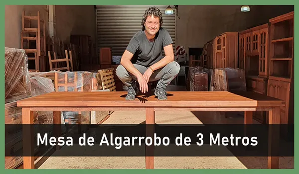 Mesa de Algarrobo de 3 Metros Moderna con 6 Patas