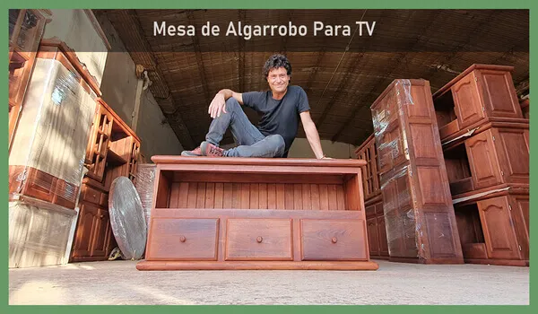 Mesa Para TV de Algarrobo de 1 metro con 2 cajones
